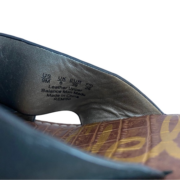 Sam Edelman Remini Black Leather Wedge Sandals Size 9 - Picture 7 of 8